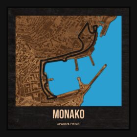 Monako – drewniana mapa toru w ramce