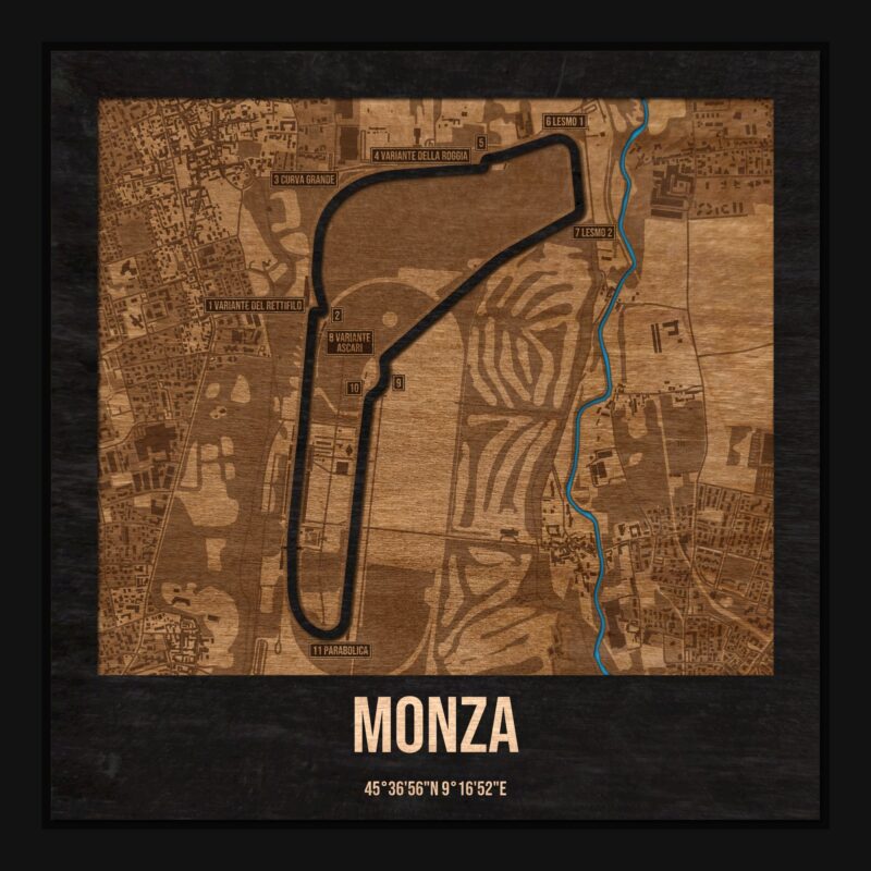 Monza - drewniana mapa toru w ramce