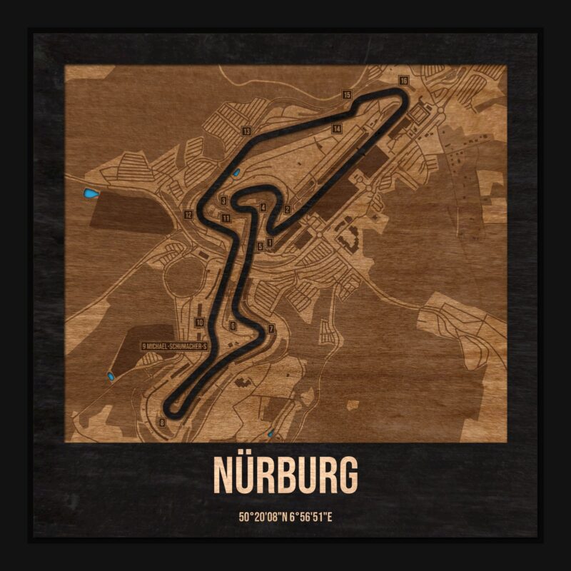 Nürburg (pętla GP) – drewniana mapa toru w ramce