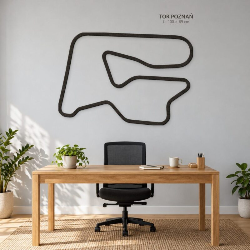 Tor Poznań - drewniana mapa toru na ścianę