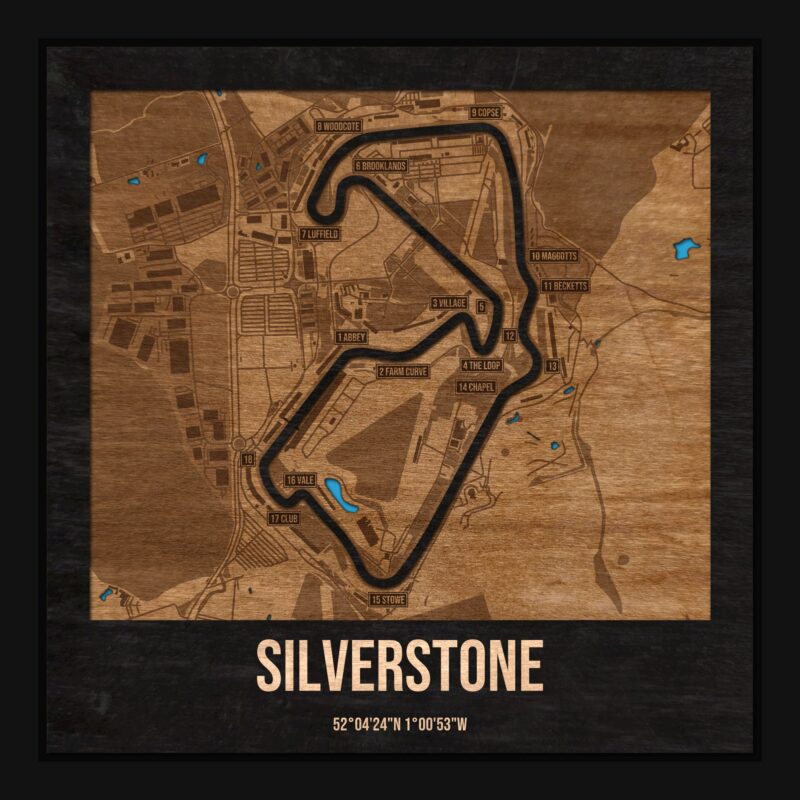 Silverstone - drewniana mapa toru w ramce