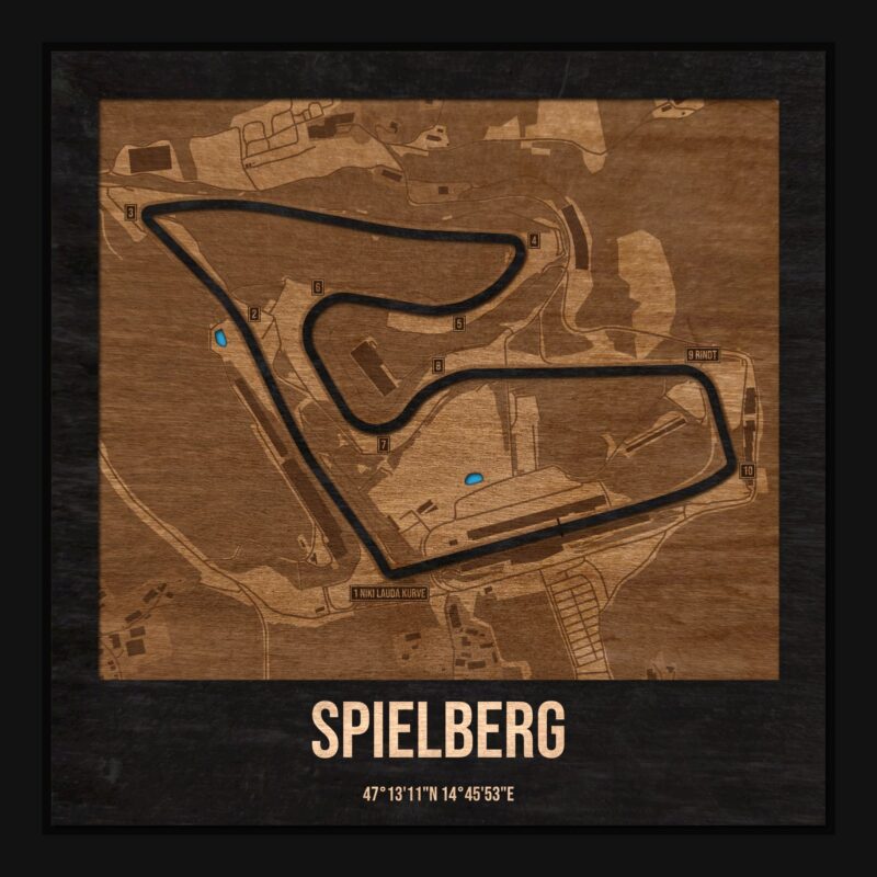 Spielberg - drewniana mapa toru w ramce