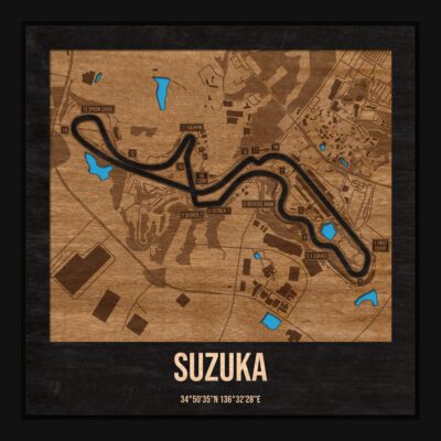 Suzuka - drewniana mapa toru w ramce